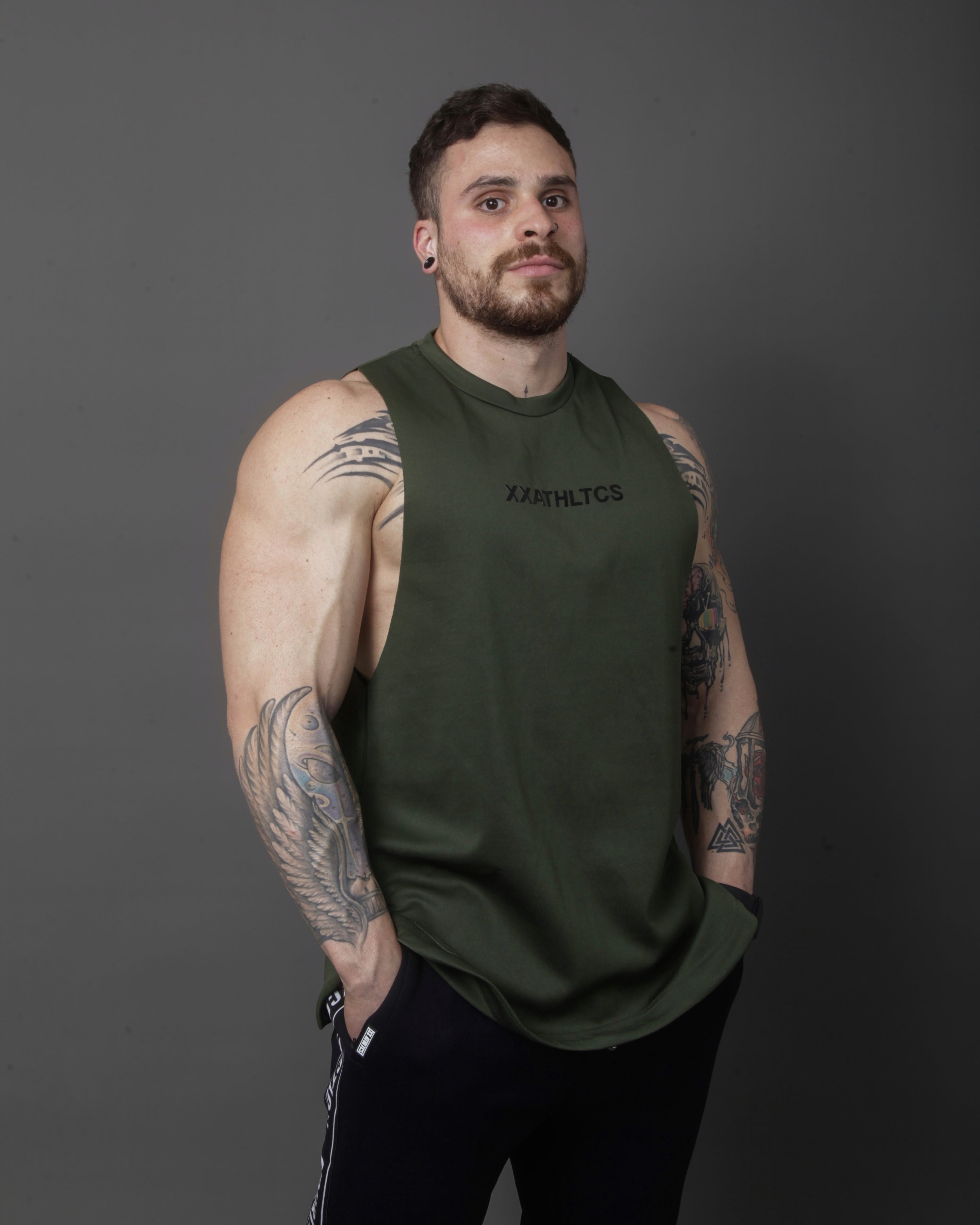 XXATHLTCS Oversized Fit Tank Top - Army Green