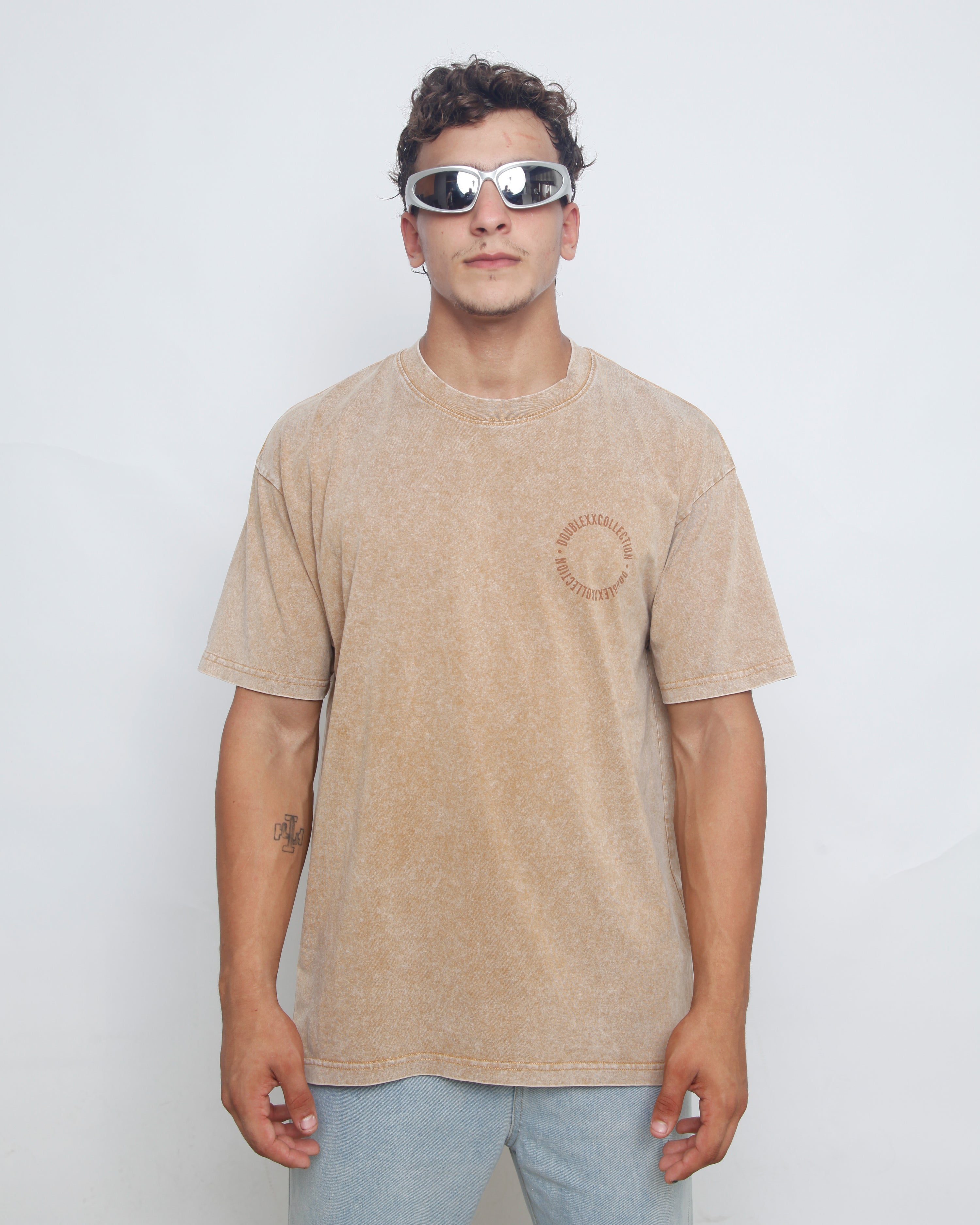 Acid Washed Unisex Tee - Beige