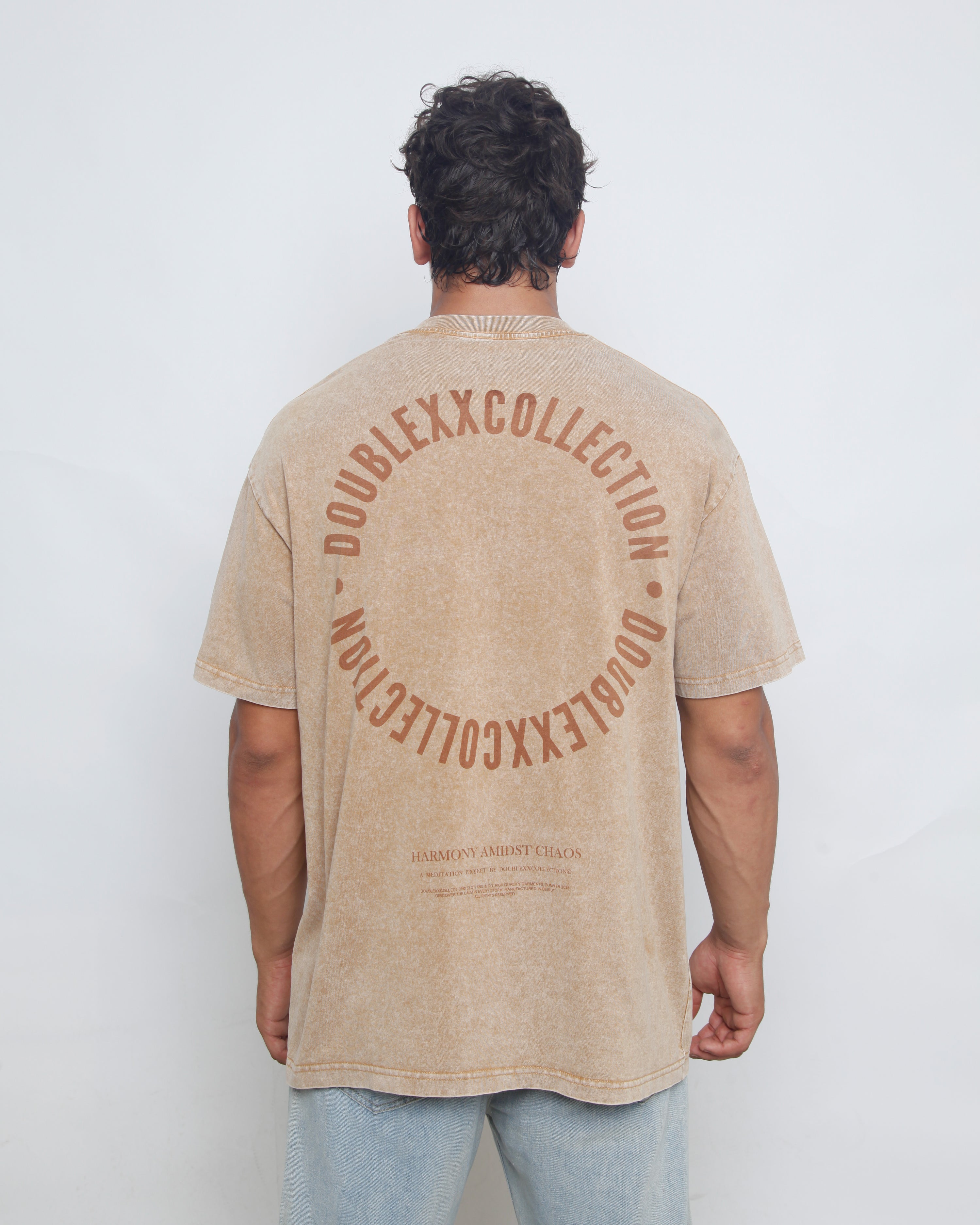 Acid Washed Unisex Tee - Beige