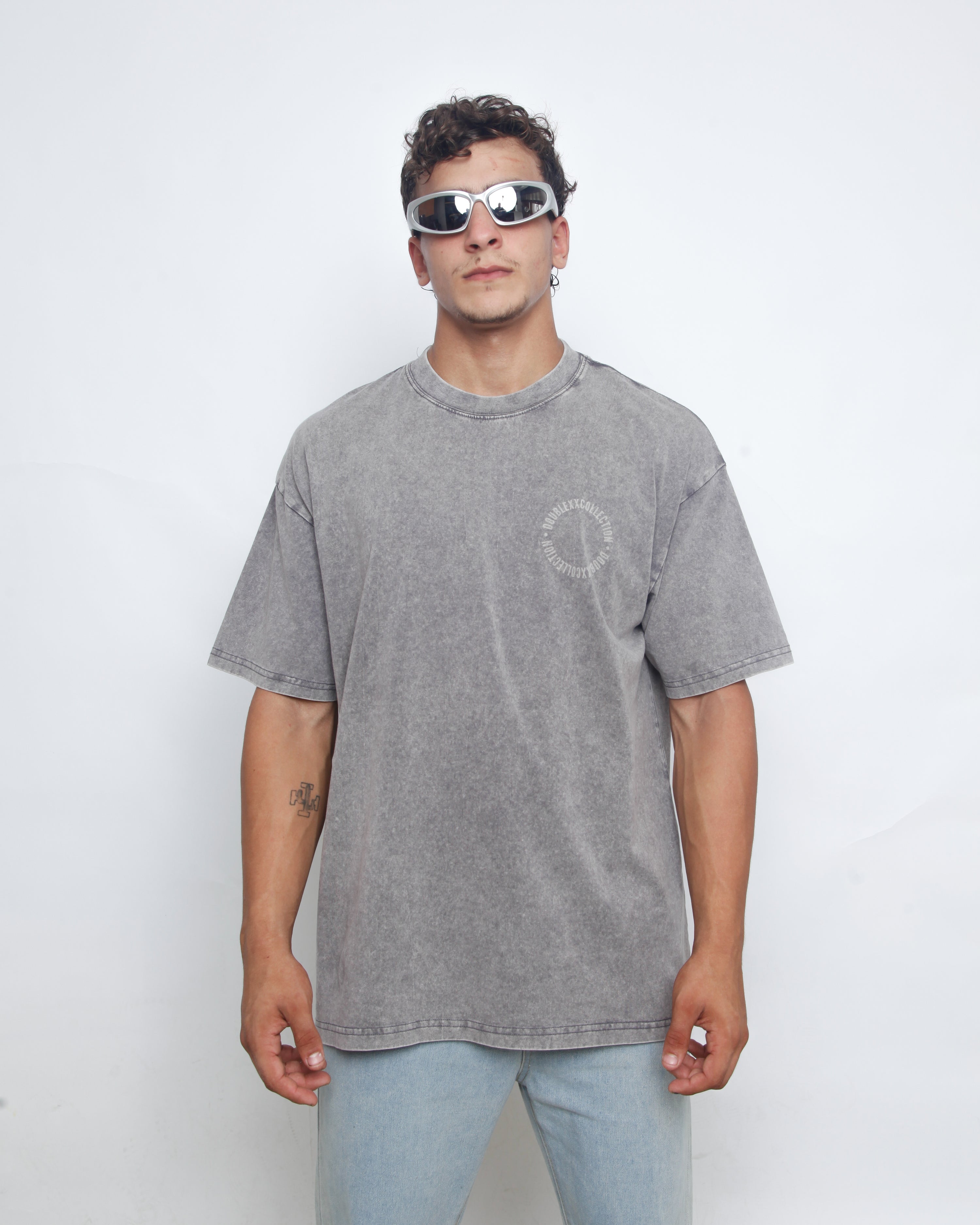 Acid Washed Unisex Tee - Bluish Gray