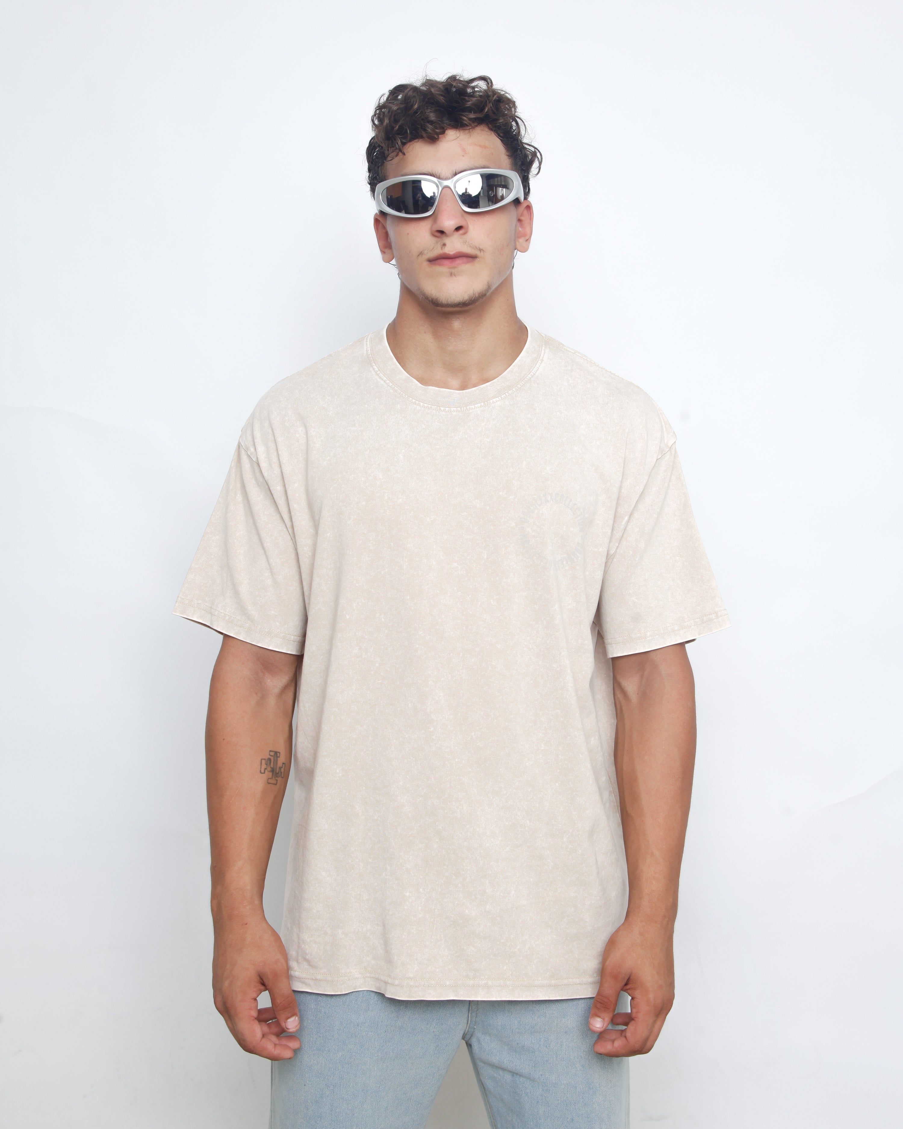 Acid Washed Unisex Tee - Off White