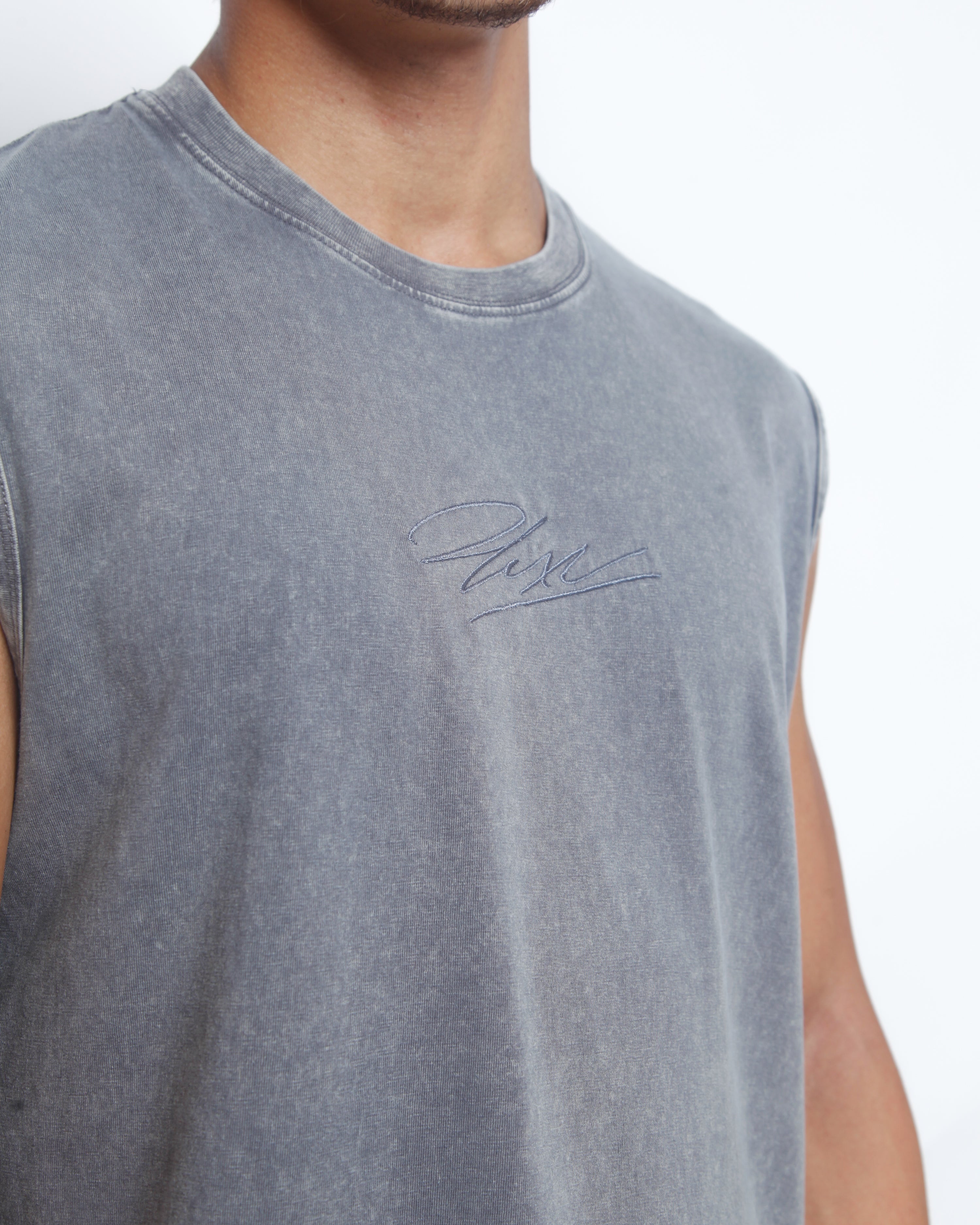 Acid Washed Tank Top - Bluish Gray