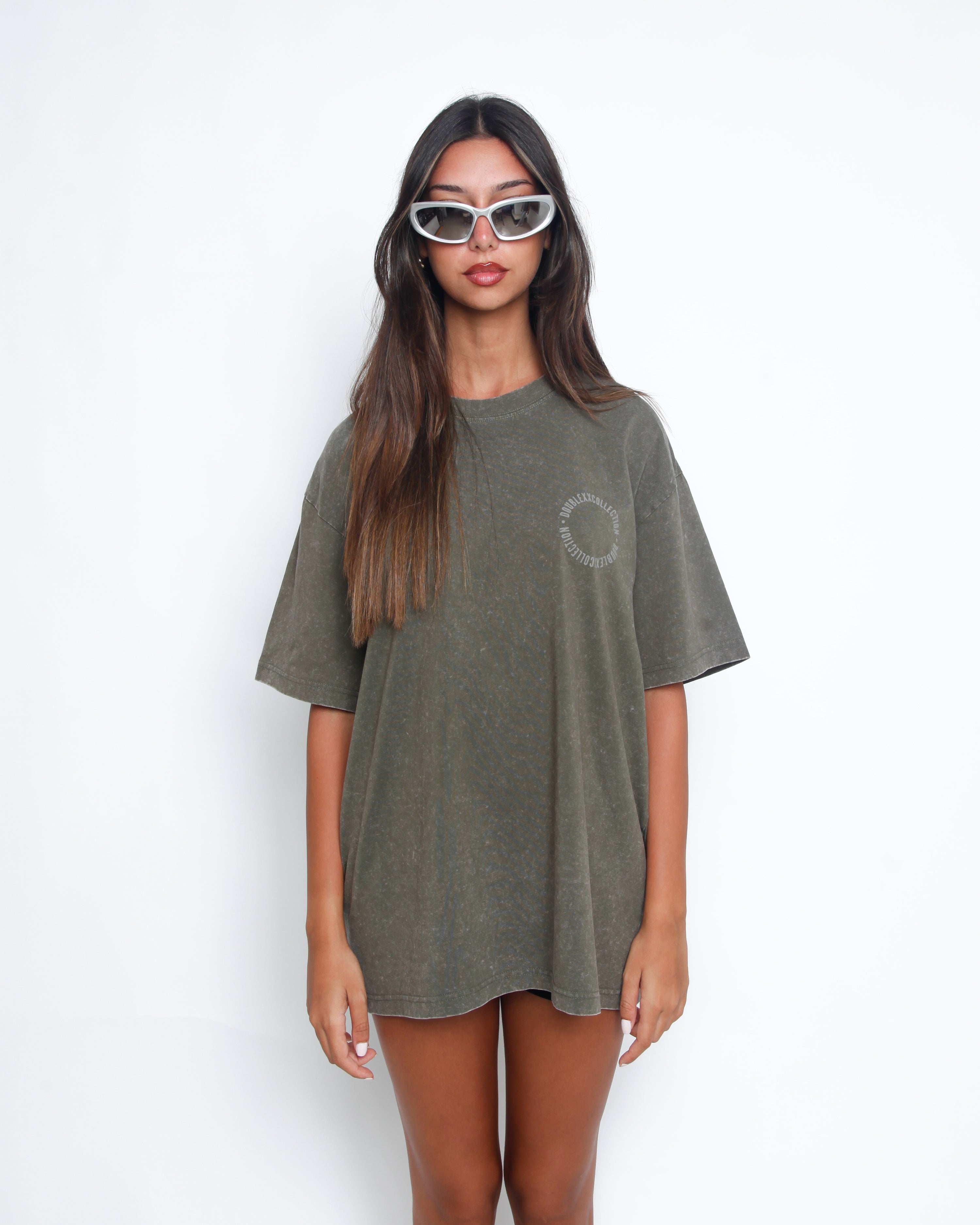 Acid Washed Unisex Tee - Olive Green