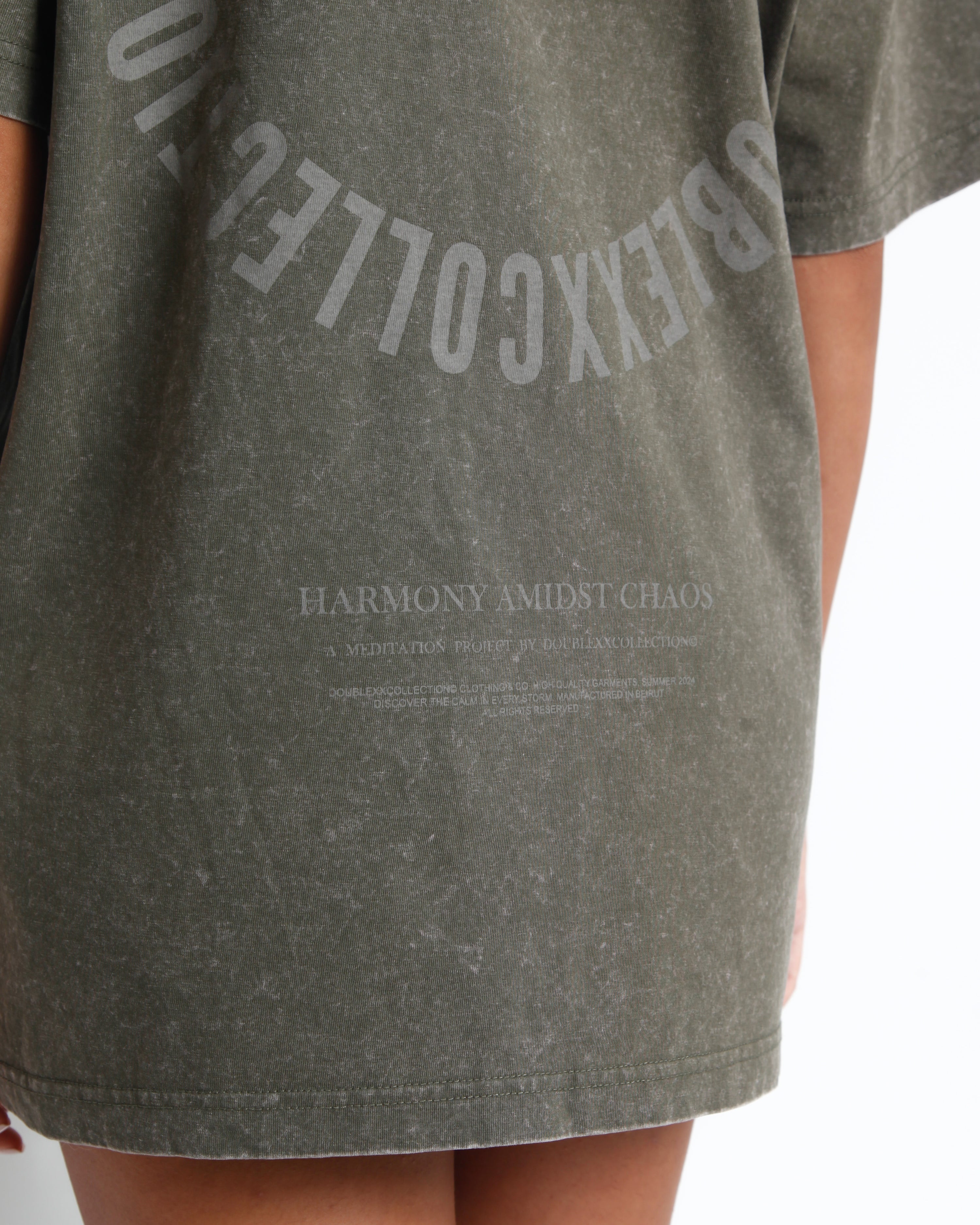 Acid Washed Unisex Tee - Olive Green