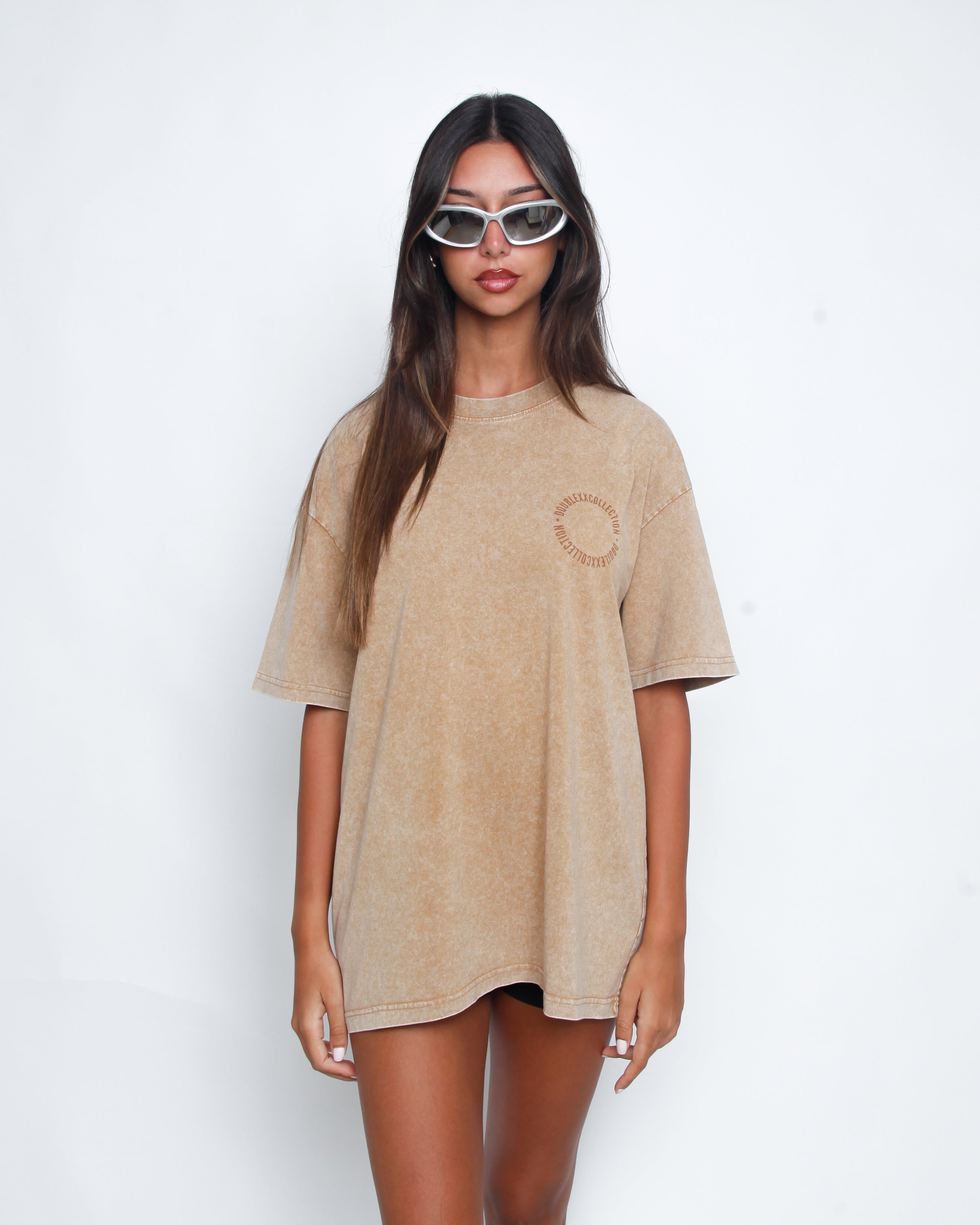 Acid Washed Unisex Tee - Beige