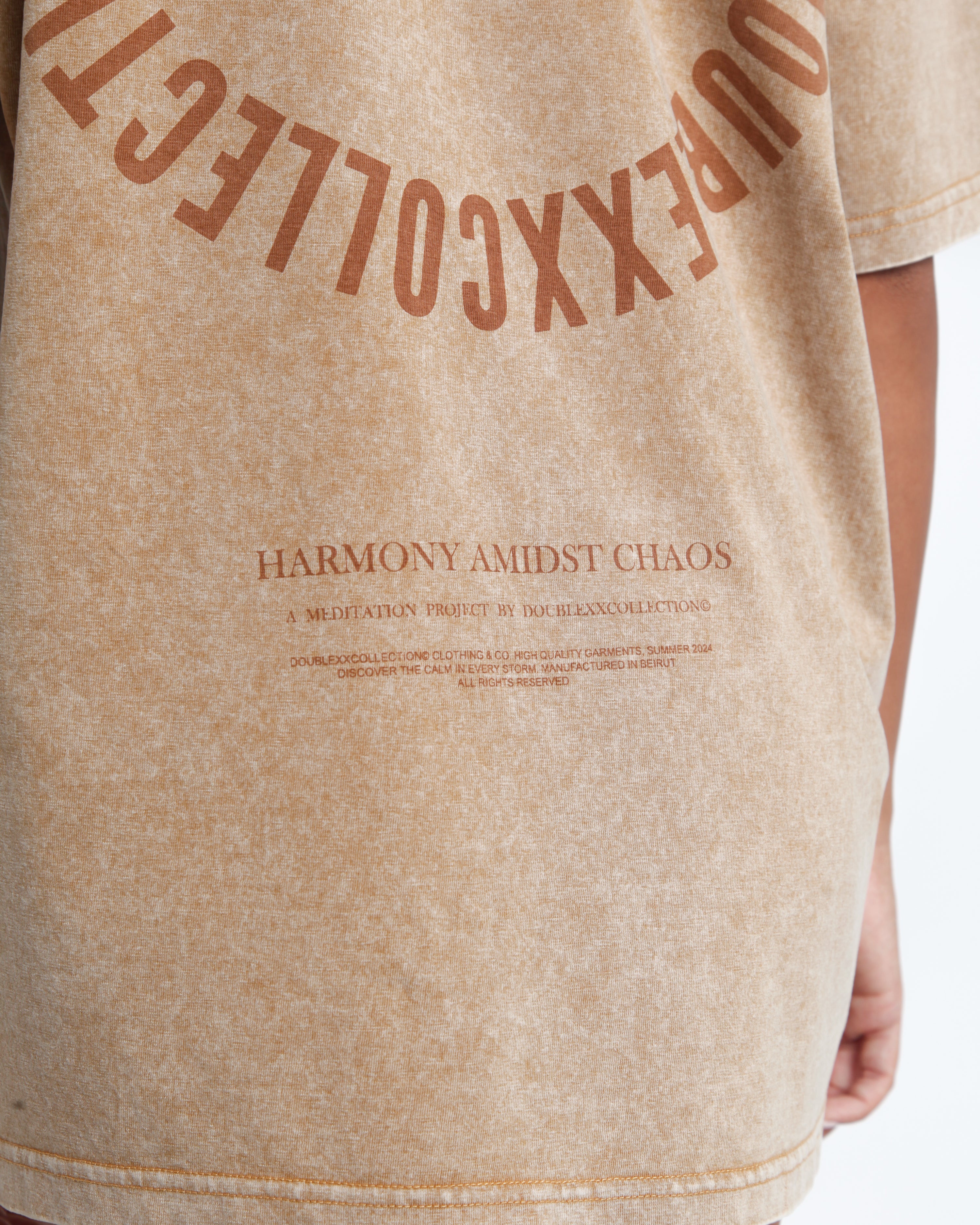 Acid Washed Unisex Tee - Beige