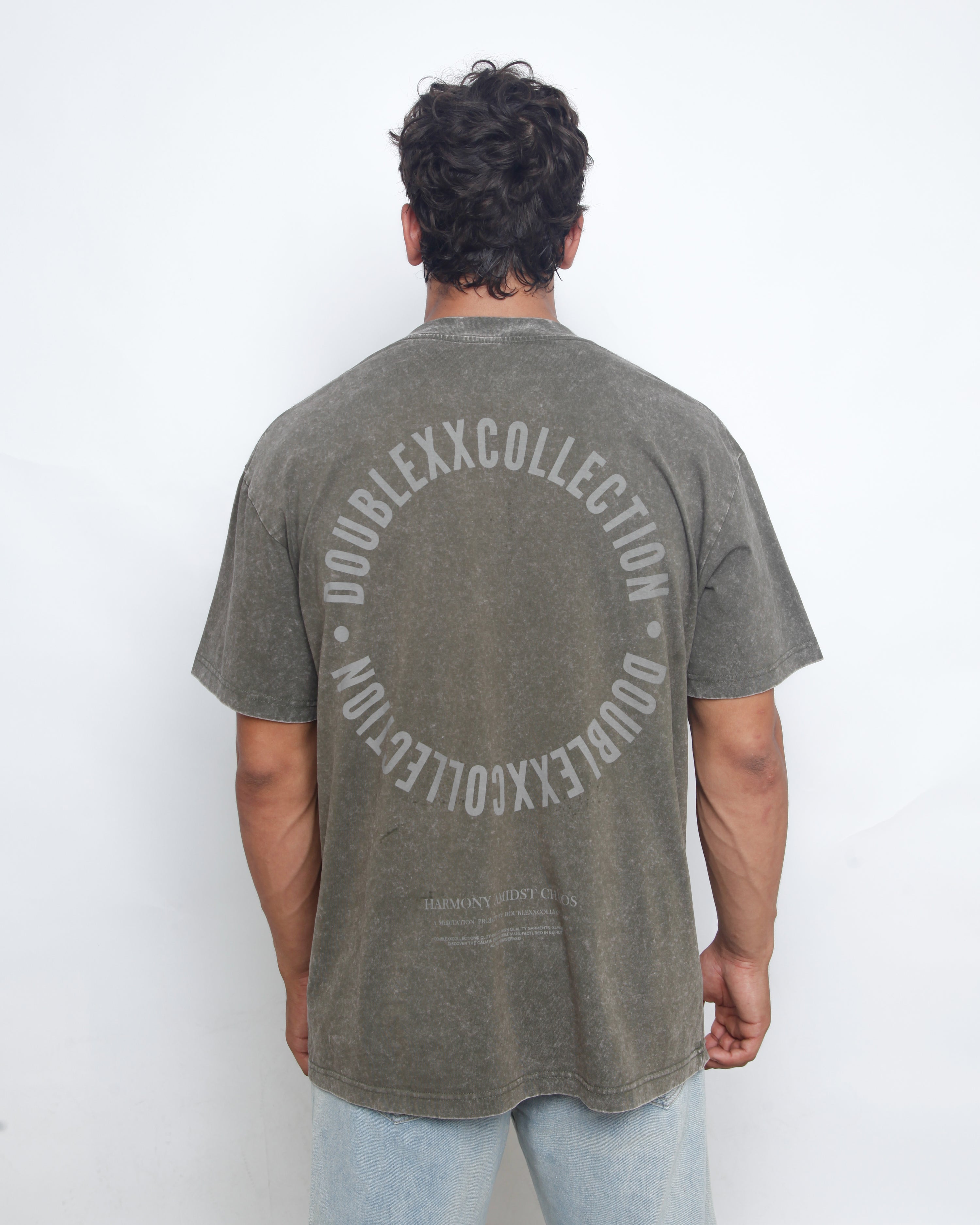 Acid Washed Unisex Tee - Olive Green