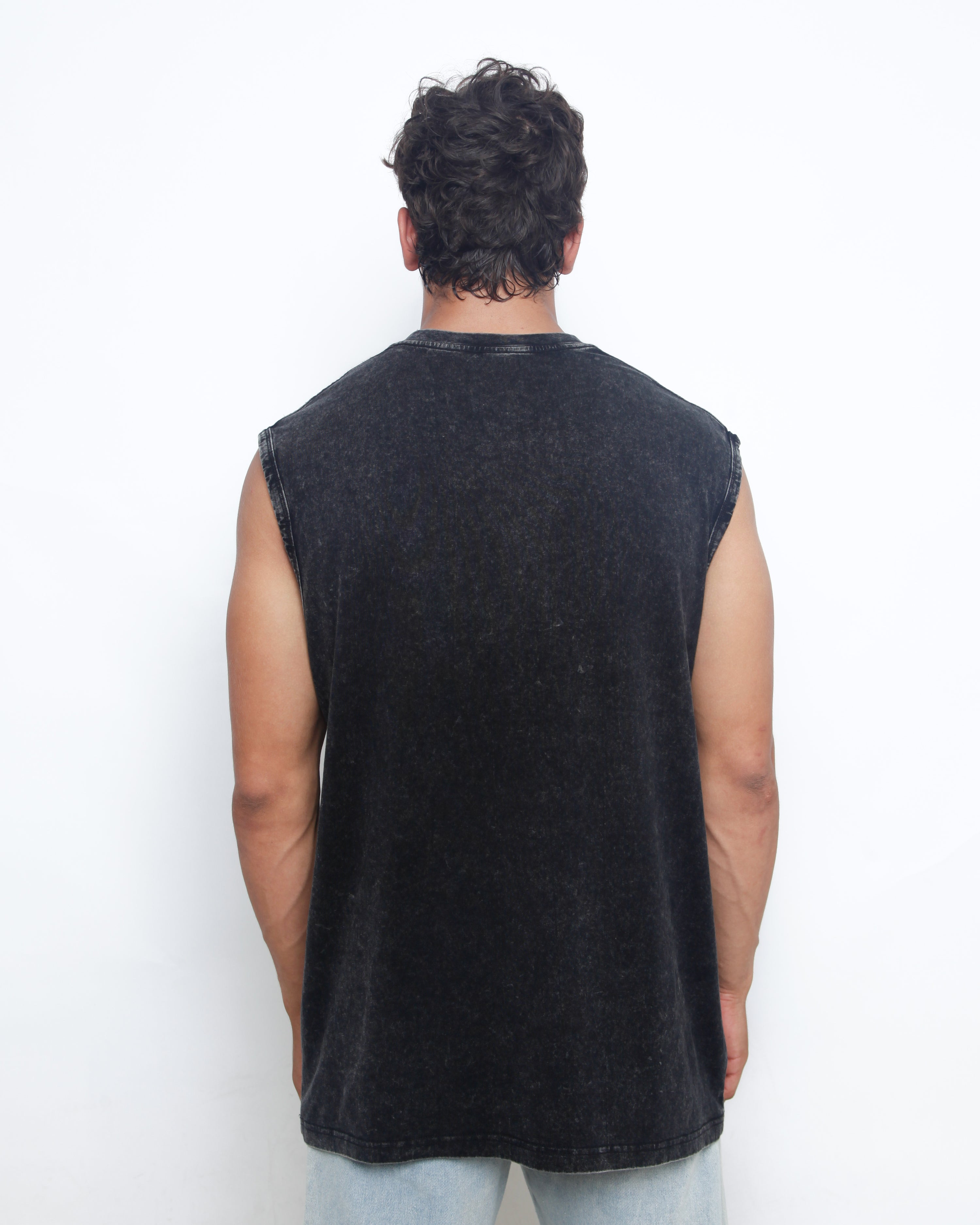 Acid Washed Tank Top - Black